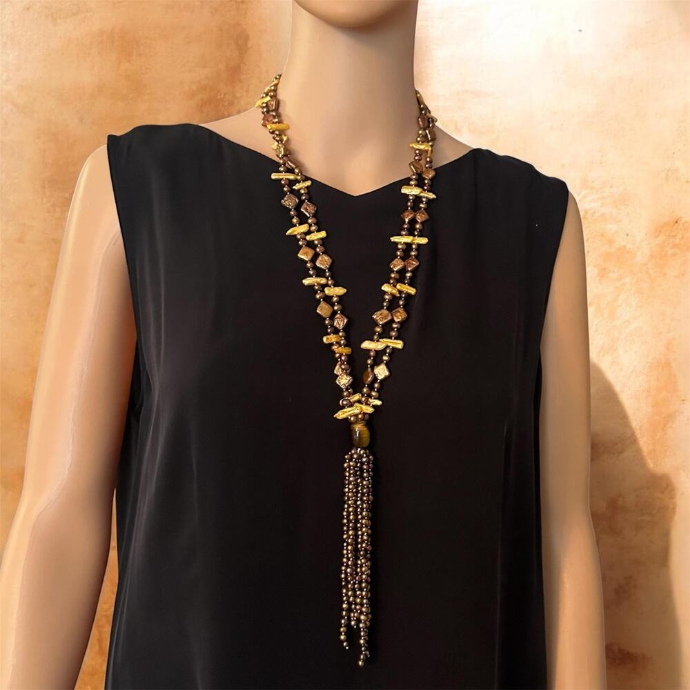 Jay King DTR 925 Sterling Silver Multi-Strand Freshwater Pearl Tassel Necklace